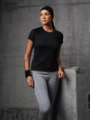 Black Vapo Knit Round Neck T-Shirt For Women