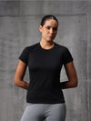 Black Vapo Knit Round Neck T-Shirt For Women