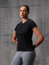 Black Vapo Knit Round Neck T-Shirt For Women