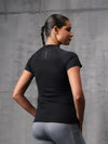 Black Vapo Knit Round Neck T-Shirt For Women