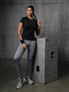 Black Vapo Knit Round Neck T-Shirt For Women