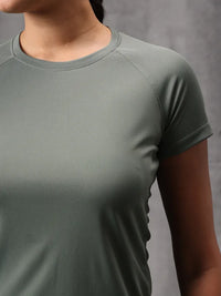 Seafoam Green Vapo Knit Round Neck T-Shirt For Women
