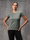 Seafoam Green Vapo Knit Round Neck T-Shirt For Women