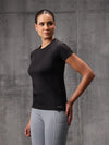 Neo-Black Nylon Lycra Round Neck T-Shirt For Women