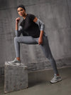 Neo-Black Nylon Lycra Round Neck T-Shirt For Women