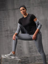 Neo-Black Nylon Lycra Round Neck T-Shirt For Women
