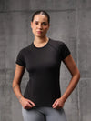 Neo-Black Nylon Lycra Round Neck T-Shirt For Women