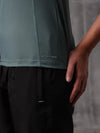 Shadow Teal Nylon Lycra Round Neck T-Shirt For Women