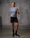 Slate Blue Vapo Knit Round Neck T-Shirt For Women