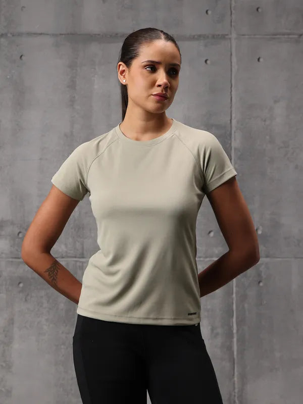 Desert Sage Vapo Knit Round Neck T-Shirt For Women