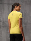 Neo-Volty Yellow Nylon Lycra Round Neck T-Shirt For Women