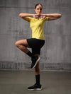 Neo-Volty Yellow Nylon Lycra Round Neck T-Shirt For Women