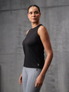 Black Nylon Lyra Tank Top For Women