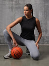 Black Nylon Lyra Tank Top For Women