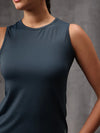 Teal Stormy Tide Nylon Lyra Tank Top For Women