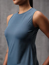 Mineral Blue Nylon Lyra Tank Top For Women