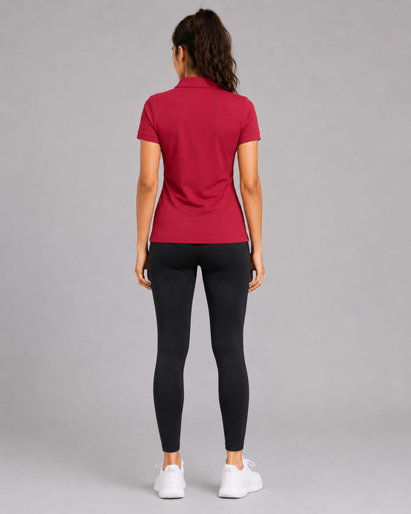 Women Polo T-Shirt - Mack - Crimson Red