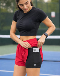 Women's Apple Tighty Shorts - Red/ Black