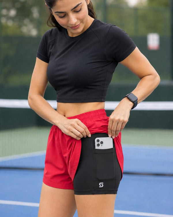 Women's Apple Tighty Shorts - Red/ Black