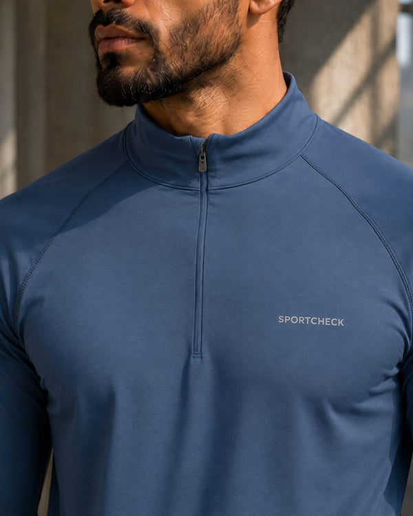Men's Half Zipper - Spider - Steel Blue