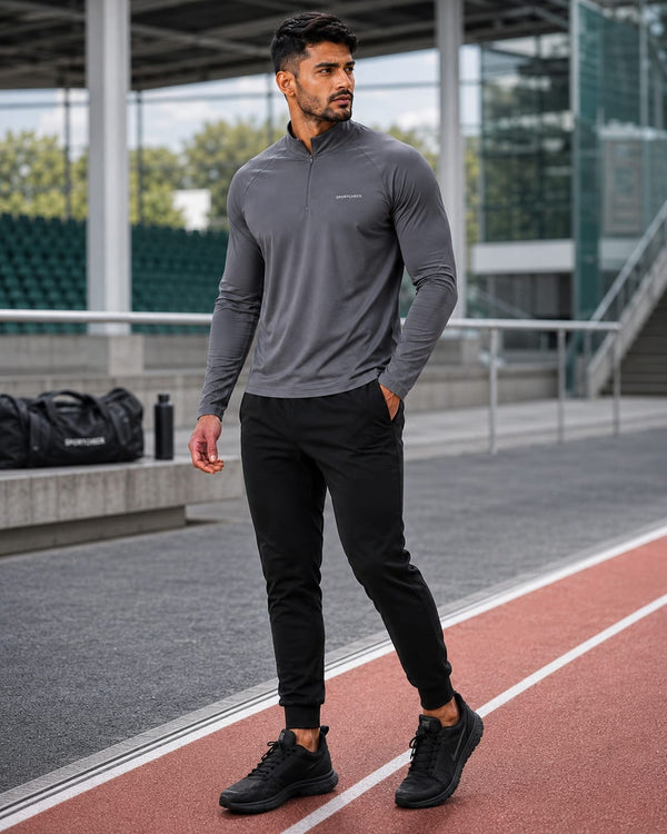 Men's Half Zip Shirt - Spider - Graphite Grey