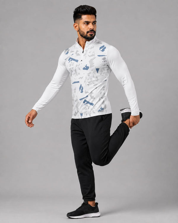 Men’s Zyrex Arctic White Camo Full-Sleeve Sports T-Shirt