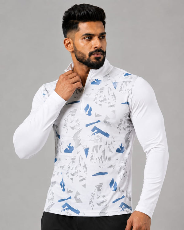 Men’s Zyrex Arctic White Camo Full-Sleeve Sports T-Shirt