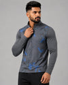 Men’s Zyrex Graphite Blue Camo Full-Sleeve Sports T-Shirt