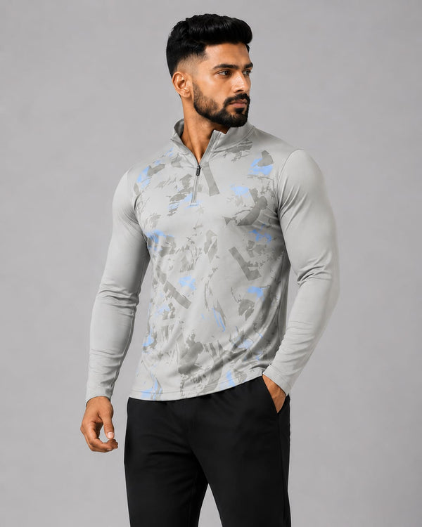 Men’s Silver Grey Camo Half-Zip Training Top