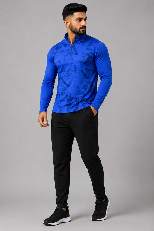 Men’s Zyrex Royal Blue Cobalt Camo Full-Sleeve Sports T-Shirt