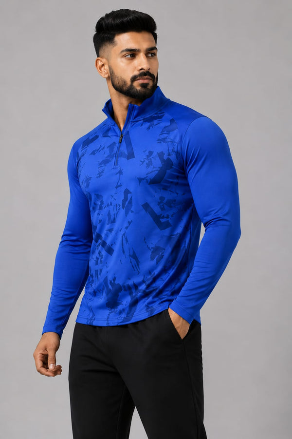 Men’s Zyrex Royal Blue Cobalt Camo Full-Sleeve Sports T-Shirt