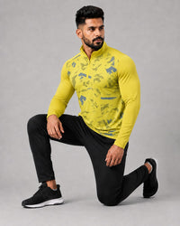 Sportcheck Men’s Zyrex Lime Yellow Camo Full-Sleeve Sports T-Shirt
