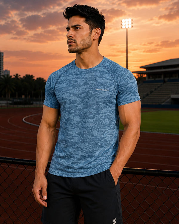 Men’s Splash T-Shirt- Steel Blue
