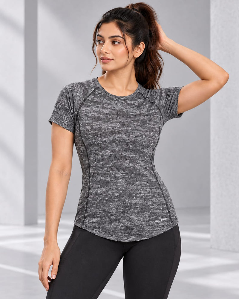 Women's Half Sleeve T-Shirt - Vanish- Charcoal Grey
