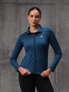 Blue Lycra Dryfit 4-Way Zipper Jacket For Women