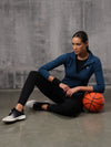 Blue Lycra Dryfit 4-Way Zipper Jacket For Women