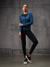 Blue Lycra Dryfit 4-Way Zipper Jacket For Women