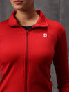 Red Lycra Dryfit 4-Way Zipper Jacket For Women