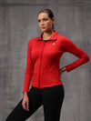 Red Lycra Dryfit 4-Way Zipper Jacket For Women