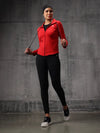 Red Lycra Dryfit 4-Way Zipper Jacket For Women
