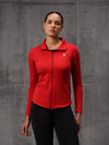 Red Lycra Dryfit 4-Way Zipper Jacket For Women