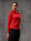 Red Lycra Dryfit 4-Way Zipper Jacket For Women