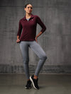 Merlot Red Lycra Dryfit 4-Way Zipper Jacket For Women
