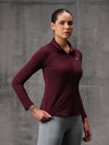 Merlot Red Lycra Dryfit 4-Way Zipper Jacket For Women