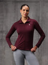 Merlot Red Lycra Dryfit 4-Way Zipper Jacket For Women