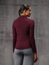 Merlot Red Lycra Dryfit 4-Way Zipper Jacket For Women