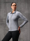 Slate Grey Lycra Dryfit 4-Way Zipper Jacket For Women