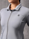 Slate Grey Lycra Dryfit 4-Way Zipper Jacket For Women
