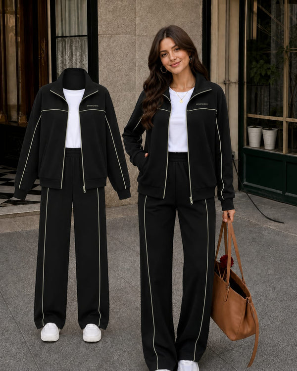 Women’s Cotton Fleece Tracksuit - Lilly - Classic Black
